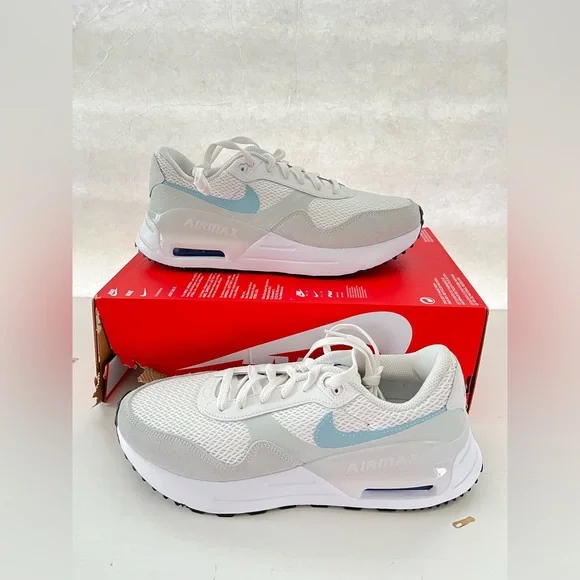 Nike Air Max White and Light Blue Athletic Shoes - Picture 1 of 12